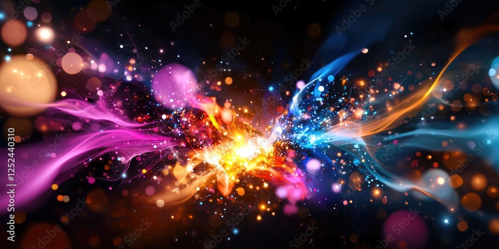 Aufkleber Vibrant Explosion of Colorful Light Blurs Creating a Dynamic and Energetic Abstract Scene on a Dark Background
