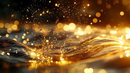 Fototapeta premium Ultra-detailed macro of a textured fluid surface with scattered tiny orbs glistening in light
