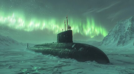 Robotically Controlled Submarine with Northern Lights Background