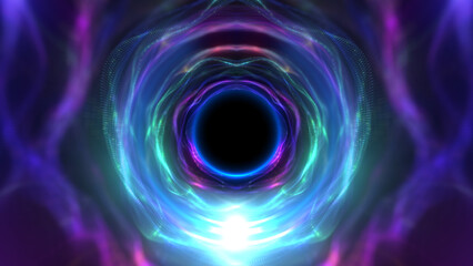 Portal with light effects. Neon tunnel. Abstract technology background.