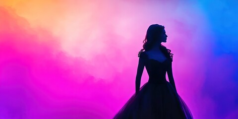 woman dressed as fairy tale princess, vibrant, minimalist, clean -