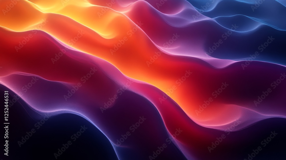 Poster Abstract colorful waves with vibrant light, dynamic flow concept