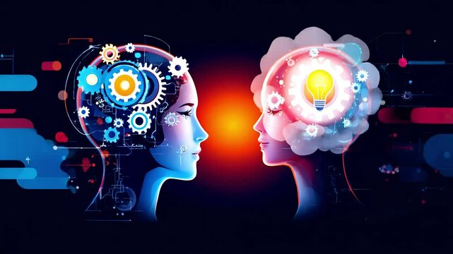 Artificial intelligence digital brain concept with glowing blue light