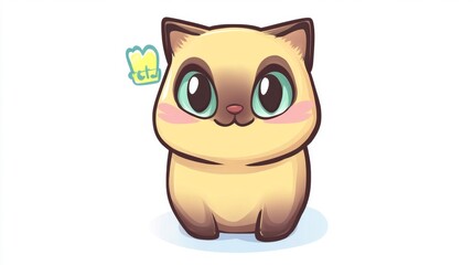 Fototapeta premium Cute Illustrated Cat with Large Eyes and Blue Glasses. Generative AI