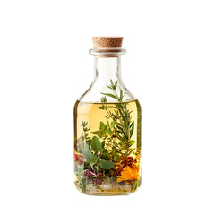 Bottle of Homemade Salad Dressing with Herbs