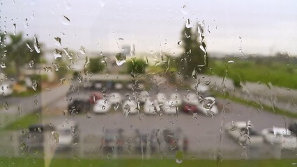 Water drops on the glass