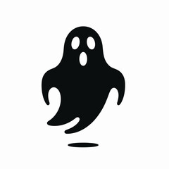 Spooky Ghost Silhouette in black on a white background
