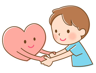 ハートと手をつなぐ男の子　子どものこころ　メンタルケア