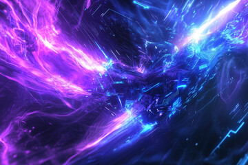 Naklejka premium Futuristic abstract technology background featuring digital circuit patterns, glowing blue and purple lines, high-tech design, cybernetic elements, and dynamic energy visuals