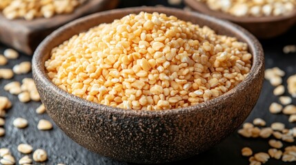 Close-up of a Bowl Filled with Toasted Split Peas