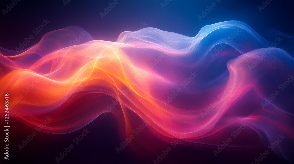 Poster Abstract colorful wave pattern with smooth gradients, digital art. creativity and design concept
