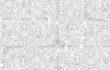 Obraz premium Abstract digital background with technology circuit board texture. Electronic motherboard illustration. Communication and engineering concept. 