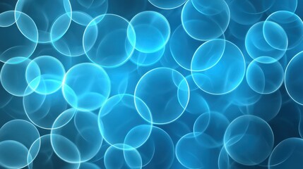Glowing Blue Bubbles Floating on a Bright Background with Soft Light Effects and Abstract Design