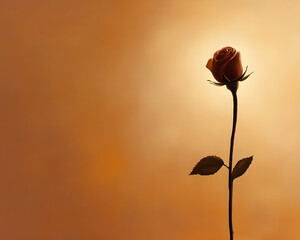 rosebud in silhouette glowing softly against warm background