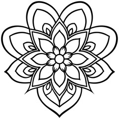 Obraz premium Symmetrical Mandala Hearts Line Art Perfection