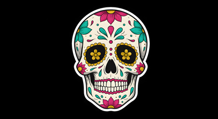 Colorful Sugar Skull Illustration for Day of the Dead Celebration