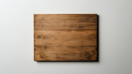 Naklejka premium A rustic wooden board with a textured surface, set against a neutral backdrop, ideal for food presentation or craft projects.