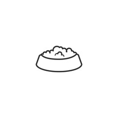 Outline Illustration of a Dog Food Bowl with Brown Pet Food