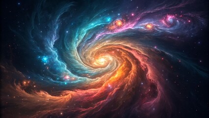 Cosmic Swirl Digital Painting of a Nebula, Spiral Galaxy, Starfield, Space Art, Astronomy Nebula, Space art
