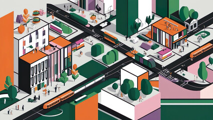 Urban landscape illustration in a modern and contemporary style