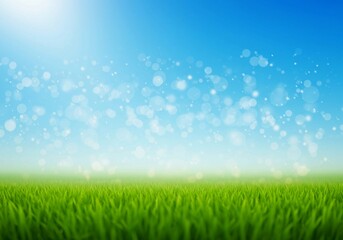 Obraz premium With its low angle perspective and focus on the lush green grass, this image evokes a sense of being immersed in nature, complemented by a dreamy bokeh background