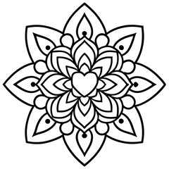 Whimsical Mandala-Inspired Heart Line Art Vectors
