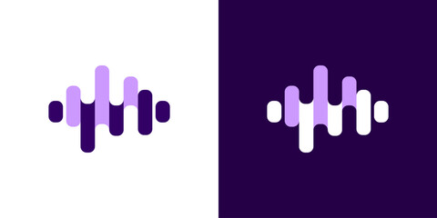 Sound wave music icon logo flat abstract modern graphic design