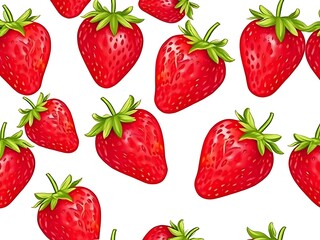 Strawberry Pattern on White Background