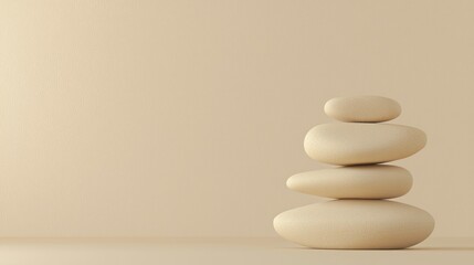 Abstract Ceramic Shapes Stacked Elegantly on a Soft Background