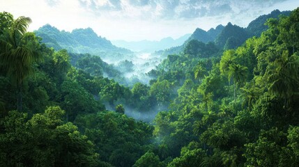 Misty Rainforest Valley View