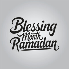 Blessing Month Ramadan Lettering Calligraphy Typography Quote t-shirt Vector Design Template