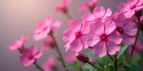 Delicate pink blossoms in soft focus, showcasing the beauty of nature's gentle hues and the intricate details of springtime flora