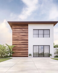 Modern architecture showcases a sleek house design in a serene outdoor setting