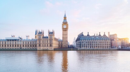 Fototapeta premium London sunrise, Big Ben, Parliament, Thames River