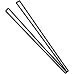 Chopsticks and Bowl Clean Line Art Vector