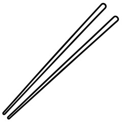 Chopsticks and Bowl Clean Line Art Vector