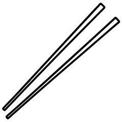 Chopsticks and Bowl Clean Line Art Vector