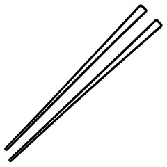 Chopsticks and Bowl Clean Line Art Vector
