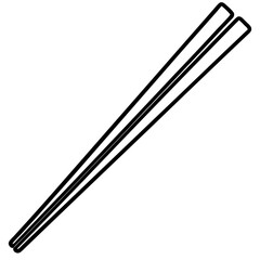 Chopsticks and Bowl Clean Line Art Vector