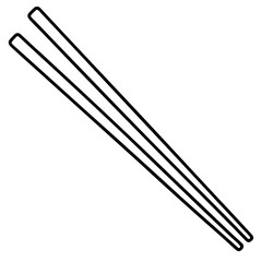 Chopsticks and Bowl Clean Line Art Vector