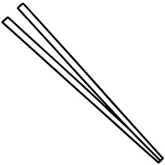 Chopsticks and Bowl Clean Line Art Vector