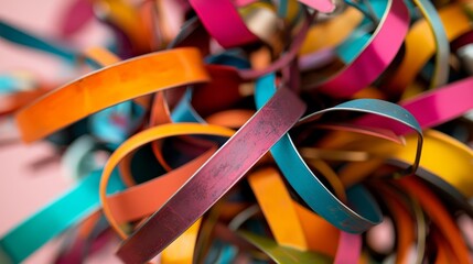 Colorful Metal Strips in Abstract Arrangement