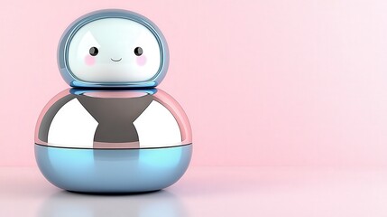 Obraz premium Cute and Playful Robot Toy on Soft Pink Background Ready for Fun