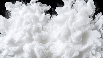 Fototapeta premium Abstract white ink swirls on black background. Possible use Stock photo for design, art, and science projects