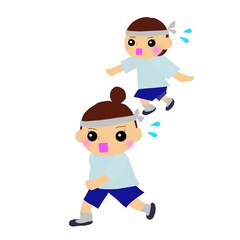 運動会でかけっこをする子供達