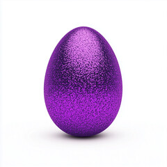 A purple easter egg with sparkling surface isolated on white background