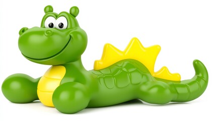 Fototapeta premium Cute Green Rubber Dragon Toy for Children and Baby Playtime Fun