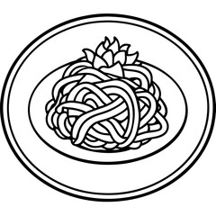 Classic Italian Spaghetti Vector Line Art