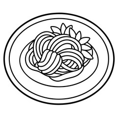 Classic Italian Spaghetti Vector Line Art
