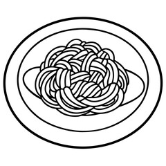 Classic Italian Spaghetti Vector Line Art